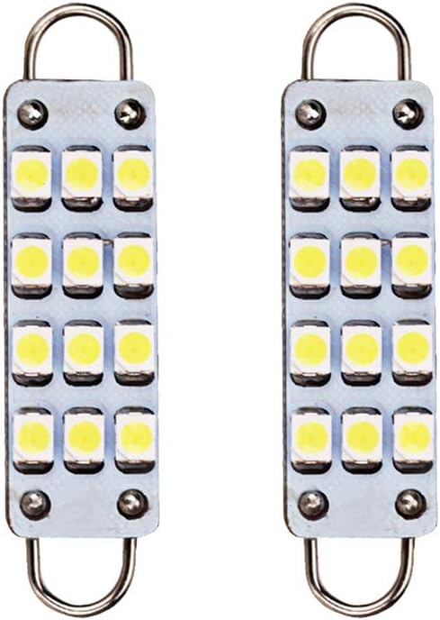 ESUPPORT2Pcs 44mm 12 SMD Rigid Loop White Festoon 1.73" LED Light Bulbs 561 562 567 Interior Reading Dome