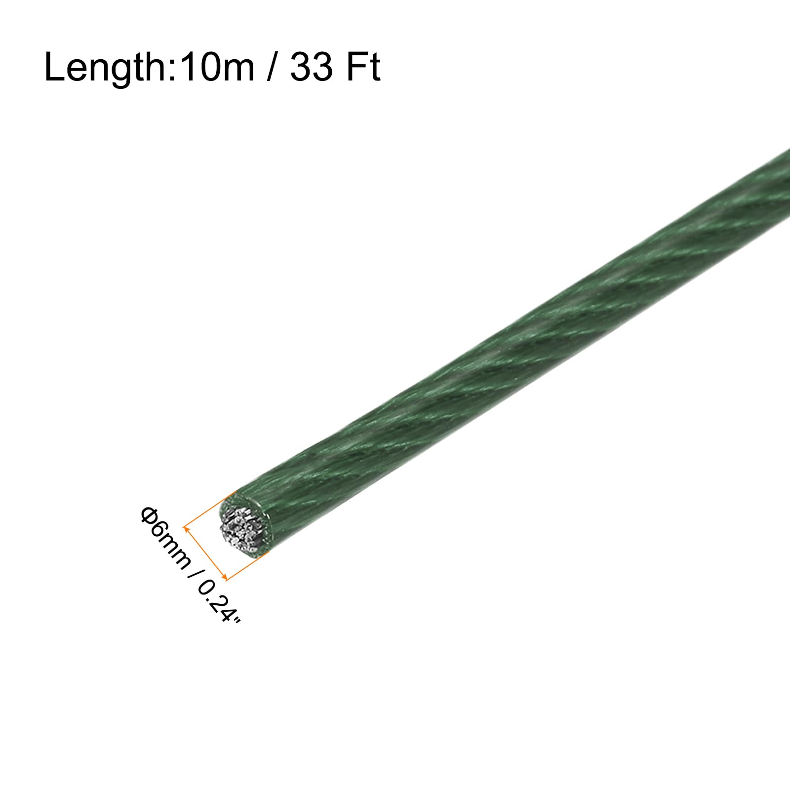 MECCANIXITY 33Ft(10M) Wire Rope 304 Stainless Steel Cable 1/4