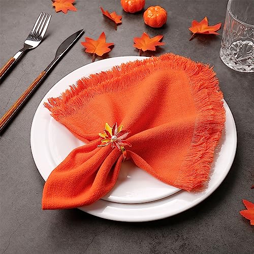 Servilletas de Tela Hechas a Mano, 100% Algodón, Naranja, Set x8 miniatura 3