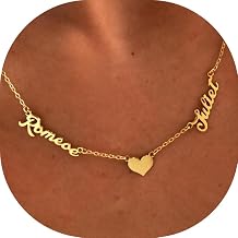 Elemtansy Personalized 2 Name Necklace with Heart/Infinity/Birthstone, 18K Gold Plated Handmade Custom Name Necklace, Personalized Christmas Gifts for Mom, Wife, Best Friends