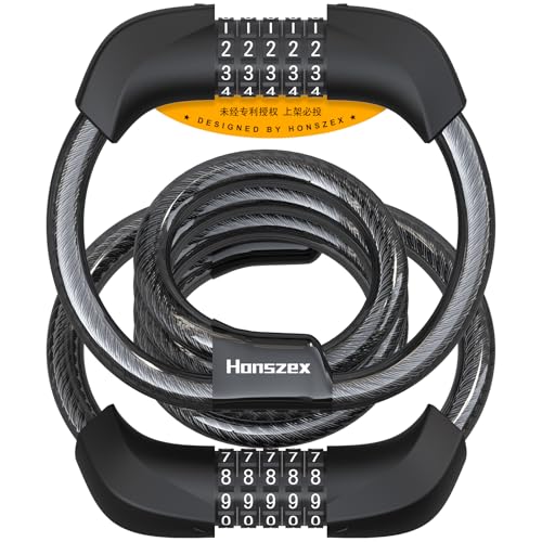 Honszex E Scooter Schloss 5-stellig Kabel Schloss für E Scooter/Roller Handschellenschloss Zahlenschloss-Doppelschloss Fahrradschloss 105cm x 12mm E Scooter Zubehör