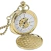 Charles Hendon Personalised Mechanical Pocket Watch - Gold Double Hunter Pocket Watch with Chain - with a Blue Satin Lined Gift Box and Engraving - Wedding Gift (Gold) #2