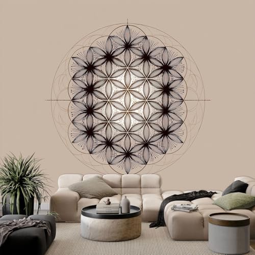 Mural fotográfico Papel pintado 350 x 256 cm Flor de la vida Geométrica no tejida Cuadros Poster Mural,Line Art Papel pintado Panorámico Sala Casa Decorativa Tentura Apartamento