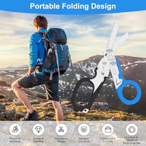 Image of 6-in-1 Heavy-Duty Emergency trauma shears|Folding Emergency Shears| | Multifunctional Life-Saving Tool|Suitable for Emergency Rescue|Outdoor Exploration|DIY Construction and Maintenance|