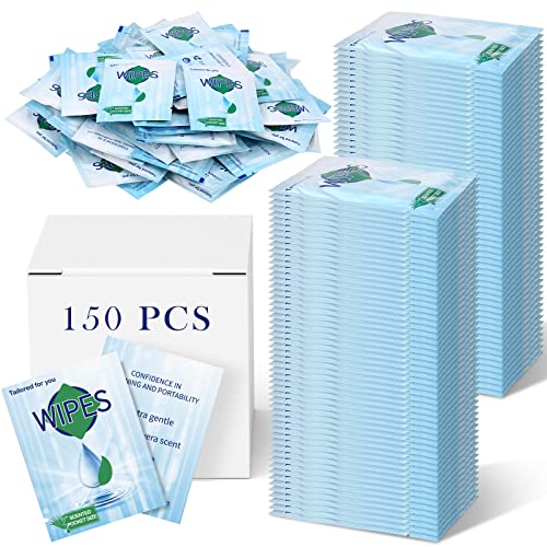 Siifert 150 Pcs Flushable Wipes Individually Wrapped Wet Wipes Toilet Travel Butt Wipes Flushable Adult For Body Face Cleansing For Women Man, Aloe Vera Scented (Water Drop Style) #TOP2