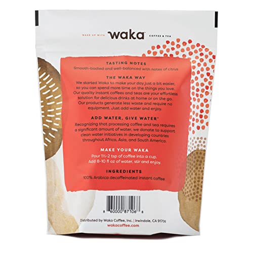Waka Quality Instant Coffee — Decaffeinated Medium Roast — Arabica Beans & Freeze Dried — 80 Servings Bag For Hot Or Iced Premium Instant Coffee #TOP1