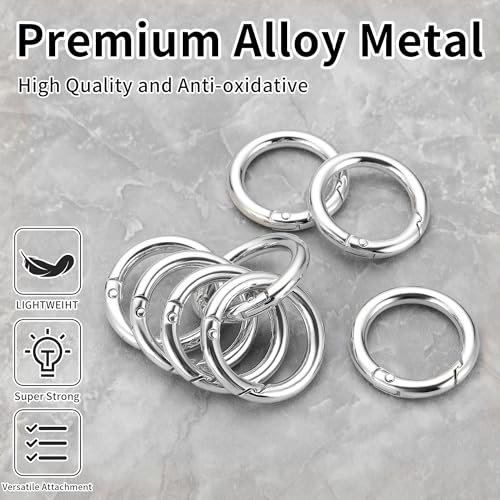 Image of Gkeygo Key Ring Clip, 4 /5 Inch Keychain Rings, 8 Pack Round Carabiner Clip for Keys, Buckle, Bags, Purses - Key Chain Hooks Replacement Keychains Lanyard DIY Crafts, Silver