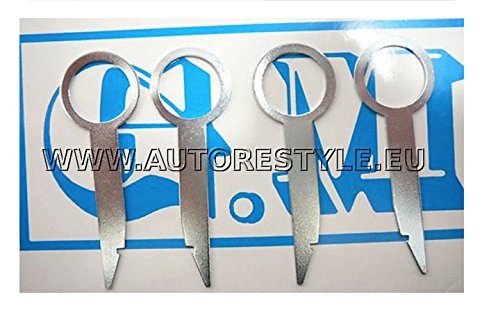 G.M. Production 4AK set Chiavi Chiavette 4 Key sgancio per rimuovere autoradio radio e monitor di serie 1 e 2 DIN dal 2007 in poi [controllare foto e dettagli compatibilità]