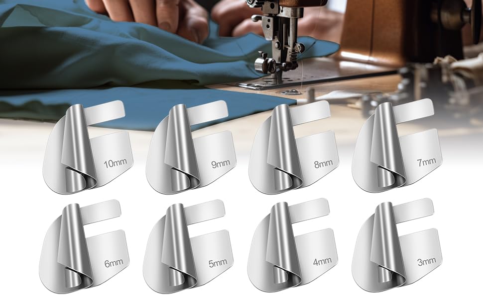 KIAFUM 8Pcs Sewing Rolled Hemmer Foot, Universal Rolled Hem Foot, Upgraded Rolled Hem Presser Foot Set for Hand Industrial Sewing Machine Accessories(3mm-10mm)
