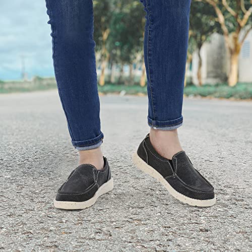 Firelli Womens Casual Slip-On Canvas Loafer Walking Flat Shoes (8,Black) #TOP5