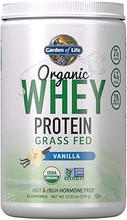 Garden of Life Whey Protein Powder Vanilla Flavor - 21g Certified Organic Grass Fed Protein for Women & Men + Probiotics -...