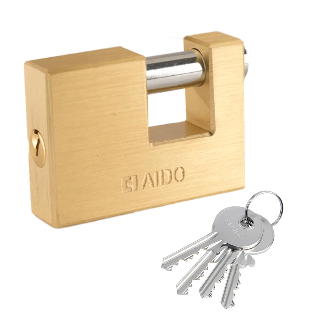 AIDO Heavy-Duty 63mm Brass Padlock I 4 Brass Keys | Hardened Steel Shackle | for Garages, Shutters, Warehouses, Containers, Indoor & Outdoor | Water-Resistant | 2 Year Brand Warranty-image-23