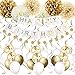 Gold Birthday Party Decorations ,Happy Birthday Banner, 16th 18th 21th 30th 40th 50th 60th 70th Gold White Birthday Decorations Supplies Balloons