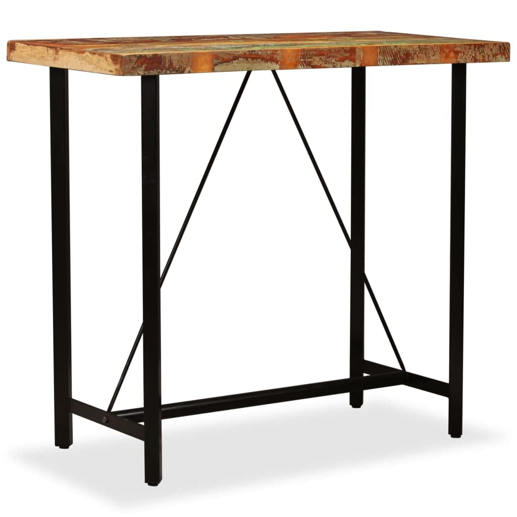 Bartisch Altholz Massiv 120x60x107 cm Industriestil recyceltes Holz Tisch Esstisch Küchentisch robust langlebig Stahlgestell Design Möbel Einrichtung Wohnaccessoire