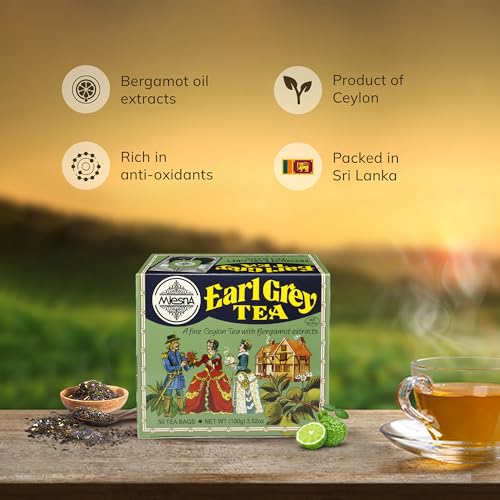 Image of Mlesna Earl Grey Black Tea 100g | 50 Foil-Wrapped Tea Bags | Pure Ceylon Black Tea & Bergamot Extract | Rich in Antioxidants | Imported from Sri Lanka