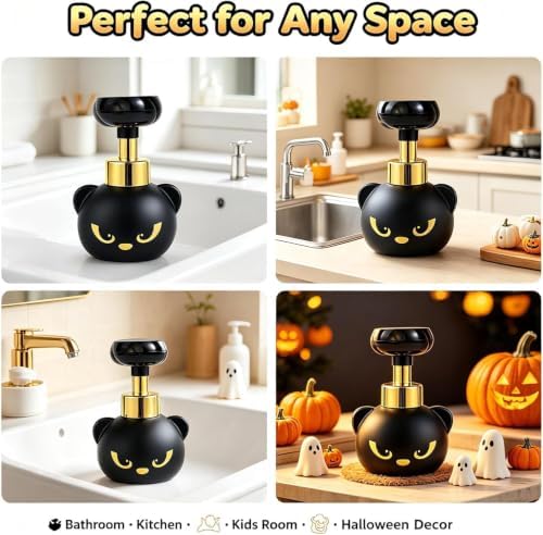 Cute Cat Paw Foam Soap Dispenser, Black Cats Pawprint Foaming Pump (Black-2) - 3