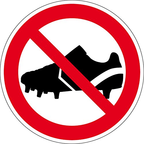 Verbotszeichen - Betreten mit Fußballschuhen verboten - Aluminium Selbstklebend - Ø 40 cm