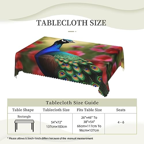 Nappe fleurs de paon décoration de table haute résistance 137x183