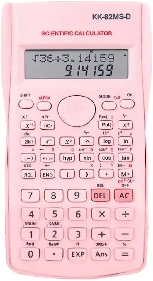 Calculadora Cientifica 82ms 240 Funções display 2 linhas com capa protetora Rosa