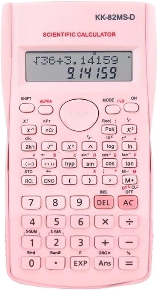Calculadora Cientifica 82ms 240 Funções display 2 linhas com capa protetora Rosa