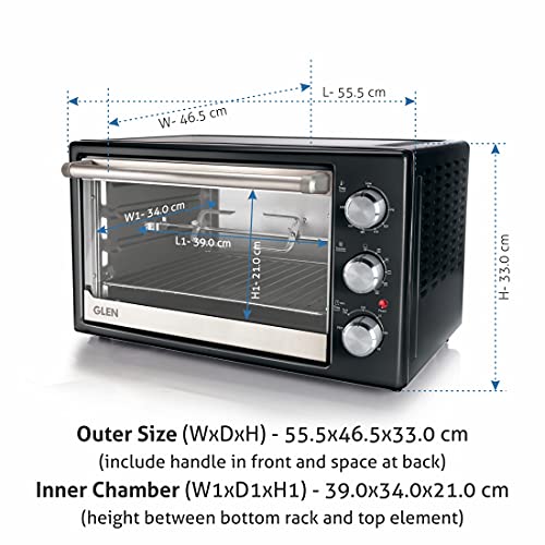 Image of Glen Multi Function OTG (Oven Toaster Griller ) 42 Litre 2000 Watt with Rotisserie and Convection Fan, 90 Minutes Timer (5042 BLRC, Black)