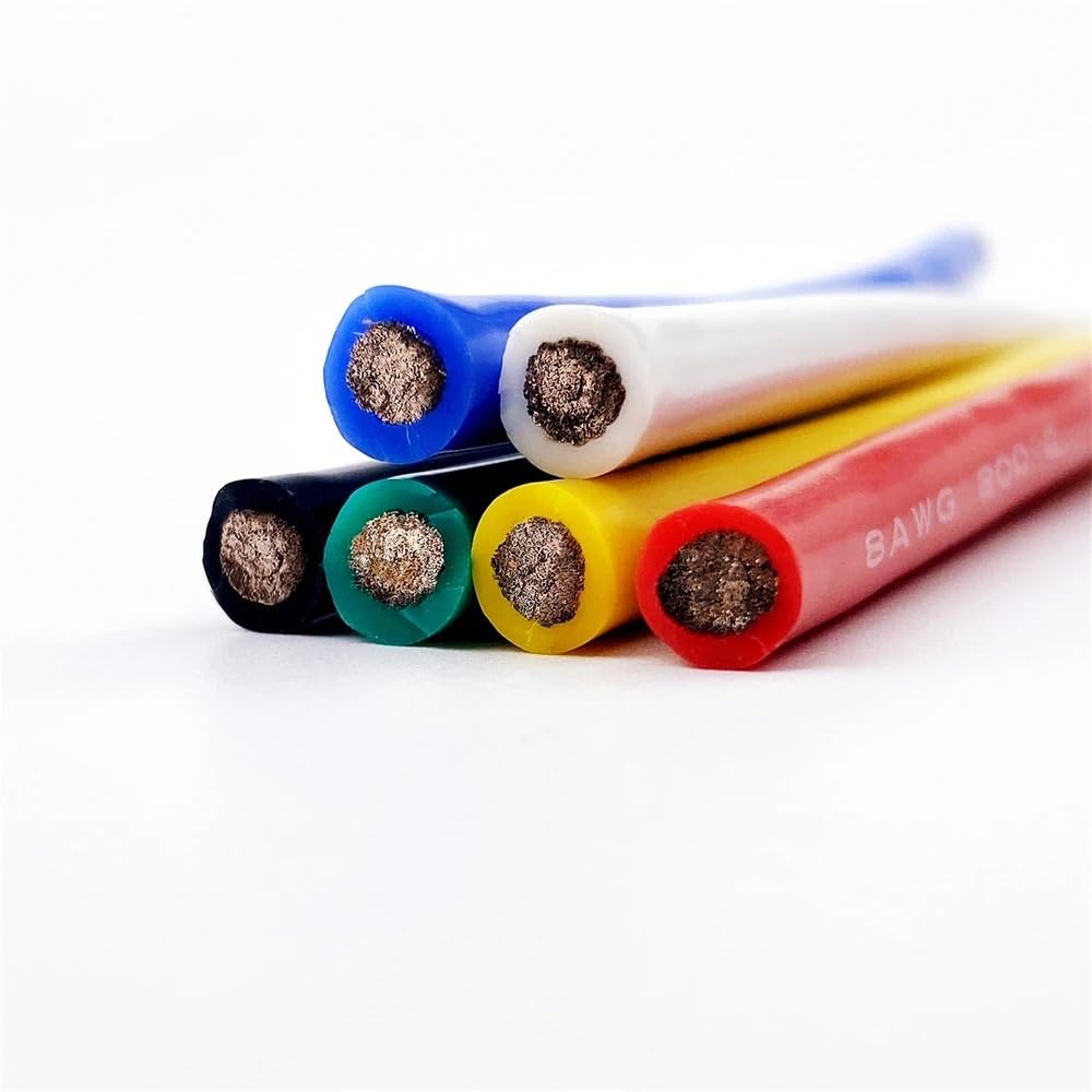Câble électrique d'alimentation en Fil de Silicone très Souple, Disponible en Plusieurs Couleurs : Bleu, Vert, Jaune, Blanc, calibres 15, 13, 11, 9, 17, 15, 13, 11 et 9 AWG.(White,40m,9 AWG)
