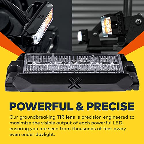 Image of LAMPHUS NanoFlare 4 inch 4W Amber LED Surface Mount Police Grill Strobe Warning Lights [SAE Class 1] Orange 12V Rectangle Grille Flashing Emergency Fire Light Head for Service Tow Work Truck Car