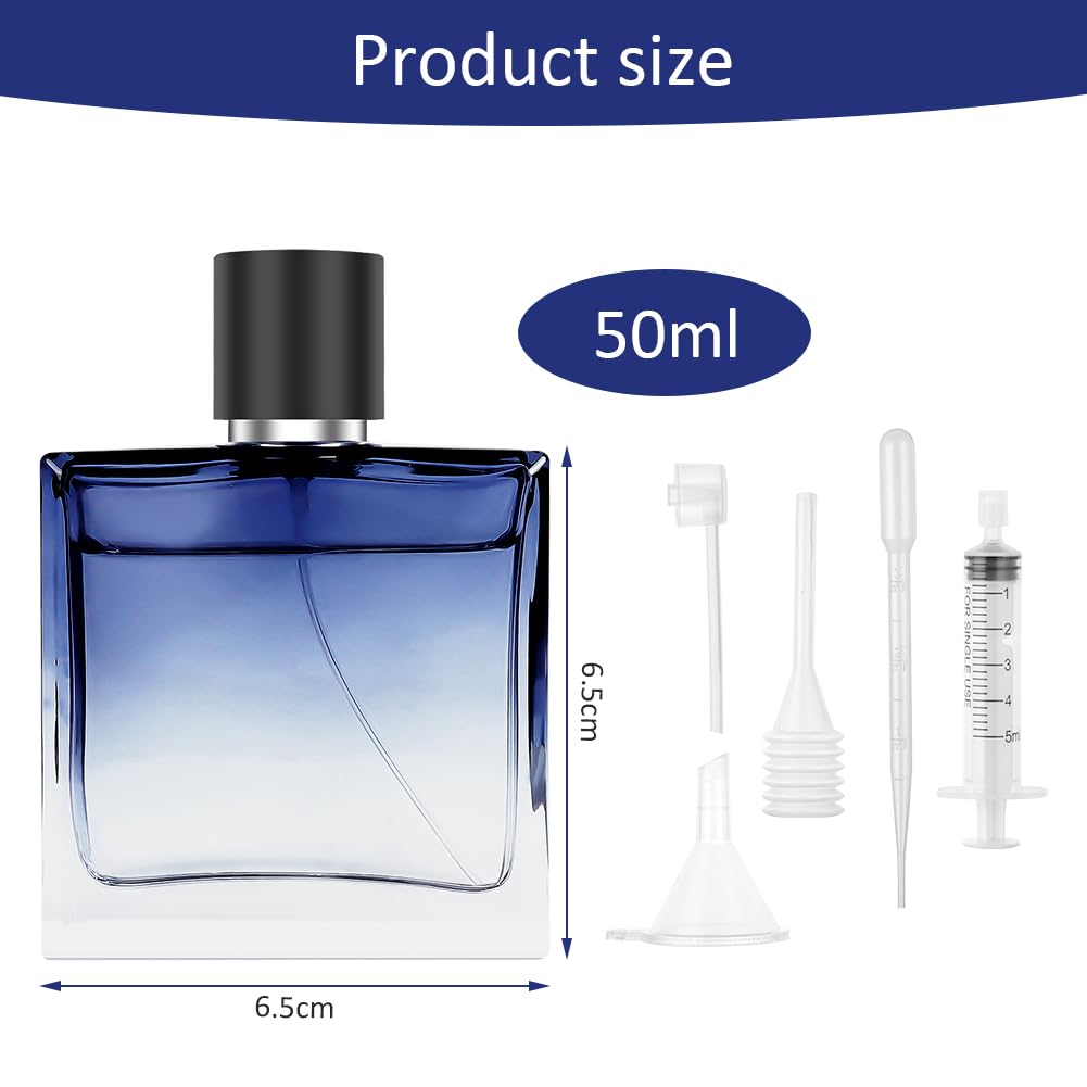 LOPHE Parfümzerstäuber, 2 Stück 50ml Mini Parfum Zerstäuber Blau, Portable Parfümzerstäuber Nachfüllbar, Zerstäuber Parfüm Sprühflasche, Perfume Sprayer für Reise Männer und Frauen