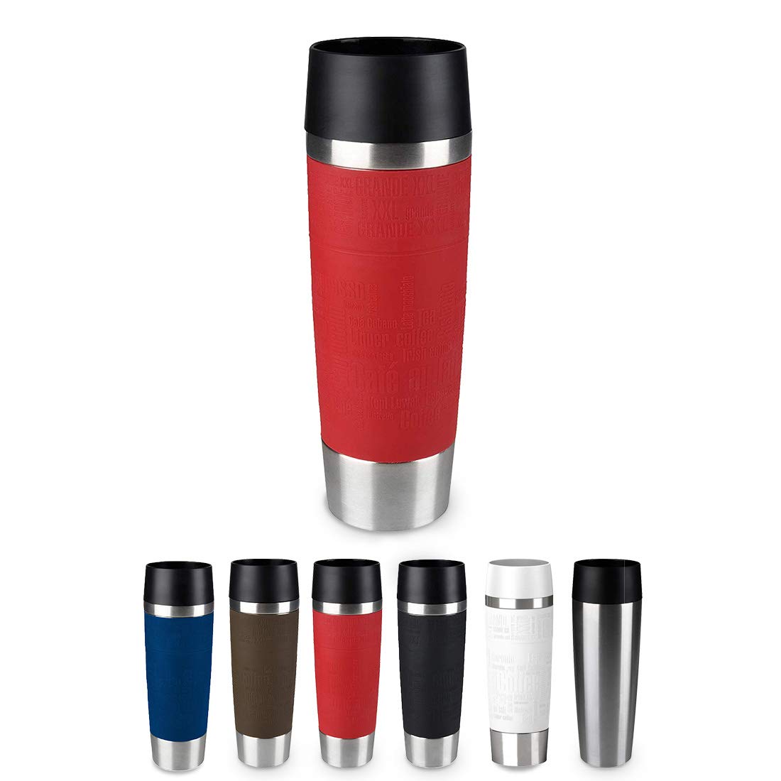 Emsa Standard-Design Travel Mugs, schwarz/rot, 2 x 500ml