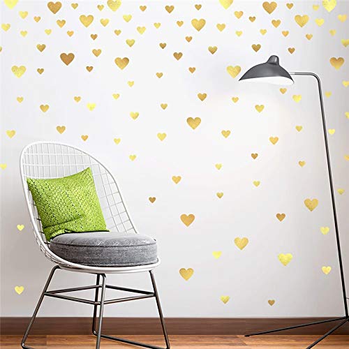 Removable Gold Hearts Wall Decals For Kids Room Decoration +"Mix 97Pcs"+"Gold Wall Decals"+Stickers+"Peel And Stick Wall Decals" + Wall Mural Art Vinyl Decor By. (Gold) #TOP17