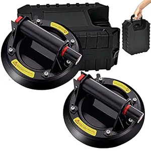 Glass Suction Cup 8 inch Vacuum Suction Cups to Lift Large Glass Heavy Duty Tile Suction Cup Tool Industrial Tile Suction Cup Lifter for Replace Windshield, Tile, Granite, Material Handing (2 Pack)