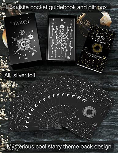 WJPC Silver Foil Tarot Cards with Guide Book Set&Gift Box for Beginner& Expert. Original Design Tarot Decks Cards Decks (Silver) - Image 4