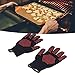 Heat Gloves, 25cm Separate Fingers Hot Proof Mitts Cooking Tool for BBQ Welding Premium Silicone Polyester Cotton Lightweight Compact 2 Pairs