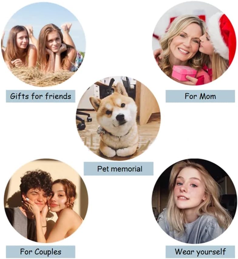 gors Custom Engraving Photo Locket Necklace Personalized Love Letter Envelope Photo Pendant Locket Couple Necklace (Silver)