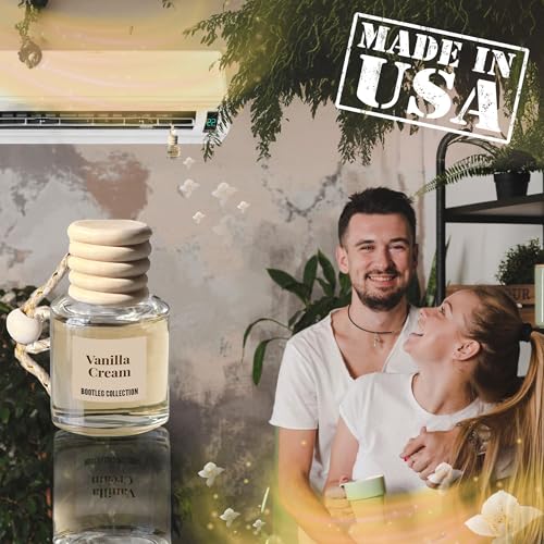 Image of Car Air Freshener Diffuser, Vanilla Cream Aromatherapy, Natural Fragrance Oil, Long Lasting, By Bootleg Collection, Made in USA
