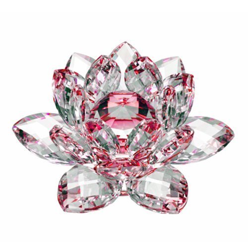 Amlong Cristal Haute qualité Hue la réflexion Cristal Fleur de Lotus avec boîte Cadeau, 7,6 cm, Rouge Cover