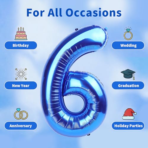 Image of Number Balloons Navy Blue Balloons - Giant Number 10 Balloon, 10 20 30 40 50 Numbers Balloon Birthday Decorations, Blue Party Supplies for Boy Men