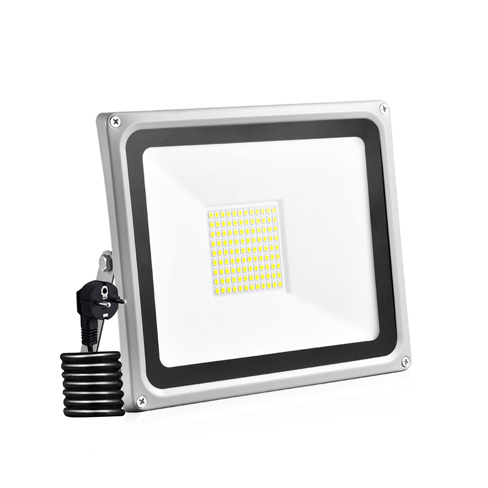 100W Foco LED Exterior, 10000LM IP65 Resistente al agua, foco exterior, foco de aluminio, foco de luz Blanco frio 6000-6500K, enchufe UE, lámpara de pared ideal para jardín, garaje