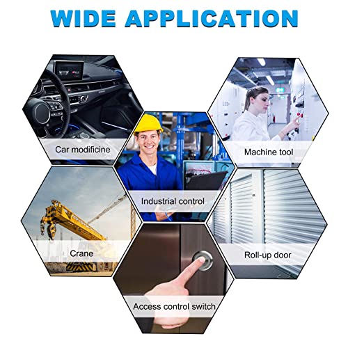 5Pcs 19Mm Momentary Push Button Switch With Blue Led Indicator Light, 12V Pushbutton Switch Waterproof Stainless Steel Metal Spst Momentary Switch For Car Marine Boat 12V 24V 110V 250V 5A #TOP6