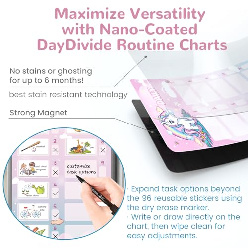 Image of JJPRO Magnetic Bedtime /Morning /Daily Reward Routine Chart for Kids with Reward Jar-Bedtime Routine Chart,Reward Jar for Kids,Daily Checklist Reward Chart for Toddlers,Visual Schedule Board -Unicorn