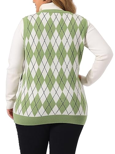 Agnes Orinda Plus Size Sweater Vest for Women Plaid Cable Knit Sleeveless Pullover Crop Top Sweater Vests4