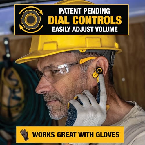 Image of DEWALT Heavy Duty Bluetooth Jobsite Pro X2 ANC True Wireless Earbuds, Active Noise Cancelling Work Earbuds, Turn Dial Controls, 10Hr Runtime (40+ w /Case), 4 EQ Modes, IP54