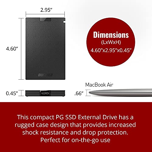 Image of BUFFALO External SSD 1TB - Compatible with PS4 / PS5 / Windows /Mac - USB-C - USB-A - USB 3.2 - External Solid State Drive - SSD-PG1.0U3B