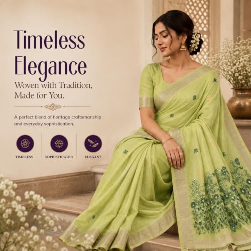 Image of Premium Cotton Jamdani Saree with Woven Floral Pallu & Matching Blouse Piece | Soft Lightweight Ethnic Wear for Women