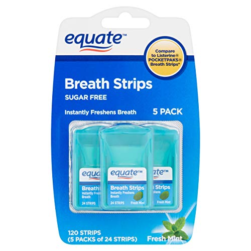 Equate Sugar Free Fresh Mint Breath Strips, 24 count, 5 pack