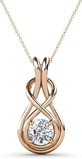 TriJewels Round Lab Grown Diamond 1/2 ct Womens Solitaire Infinity Love Knot Pendant Necklace 16 Inches 14K Gold Chain
