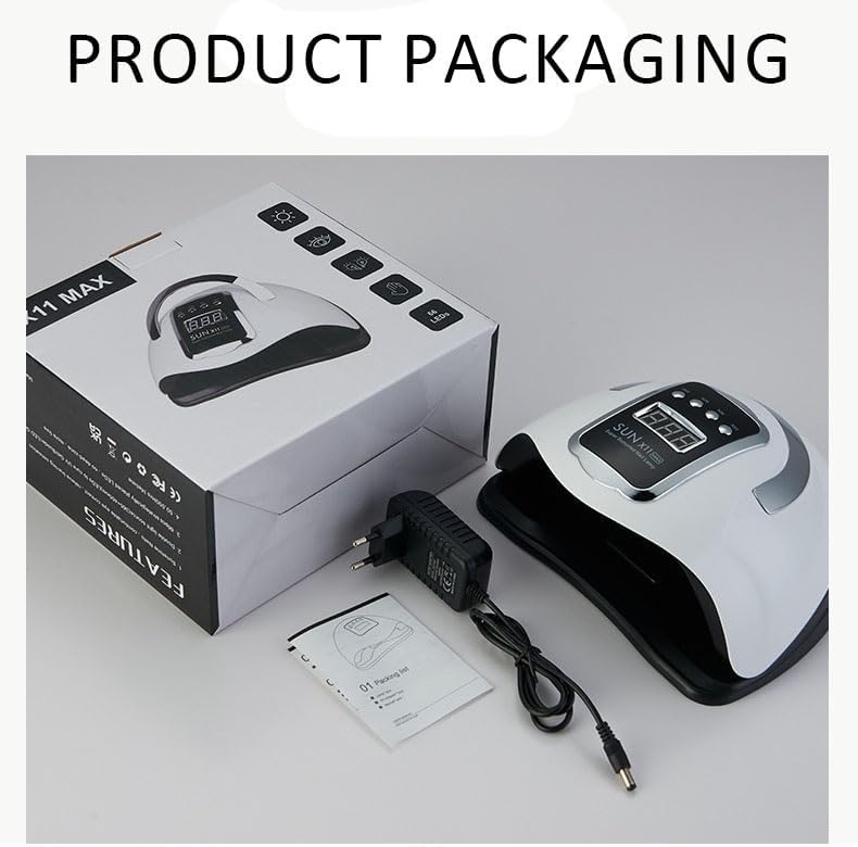 Nail Lamp 280W Nail Dryer for Gel Polish with LCD Display,Beginners/Nail Technician w/4 Timer Settings, Professional Curing Lamp Light for Home and Salon Use Nail Tool(White 3)