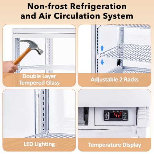 Image of Garvee 2.0 Cu.Ft Beverage Refrigerator with Glass Door, Countertop Double Door Drink Cooler, Commercial Fridge for Drinks and Snacks, 110V, White