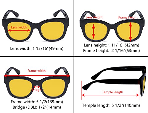 Image of Eyekepper 4 Pack Oversized Blue Light Filter Glasses Women Computer Reading Glasses Amber Tinted +0.75