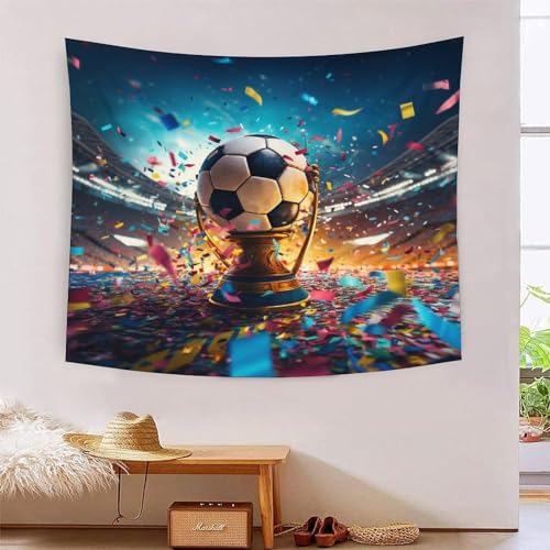 Tapisserie decoration murale football pour masquer un mur vide de salon moderne